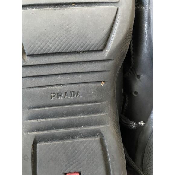 Prada Shoes Americas Cup Men’s 8 Sneakers Black Leather SOME WEAR Outdoor Style - Picture 11 of 16